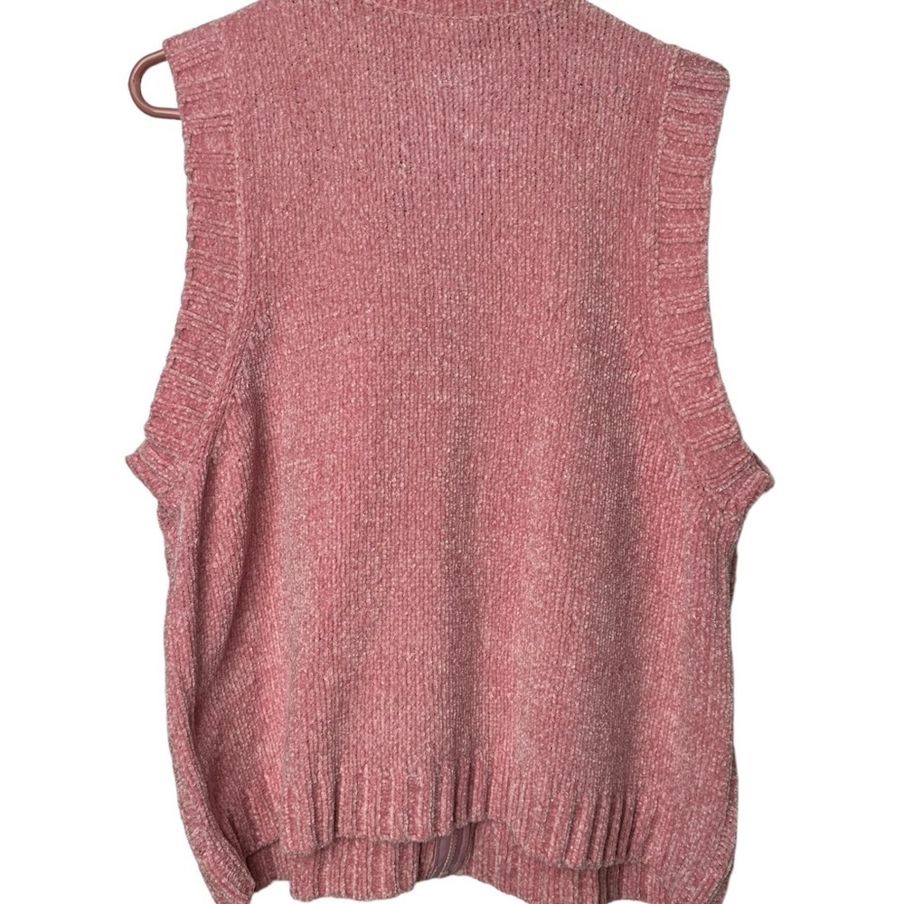 Blair Size Medium Zip Up Sleeveless Sweater Chunky Knit Grandmacore Pink - Picture 7 of 8